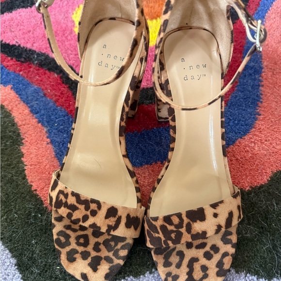 A New Day Strappy Leopard Print Block Heels - Picture 3 of 9